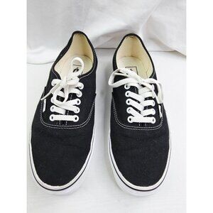 Vans Size 11 Womens or 9.5 Mens Black Low Lace Logo Tag Fashion Sneakers